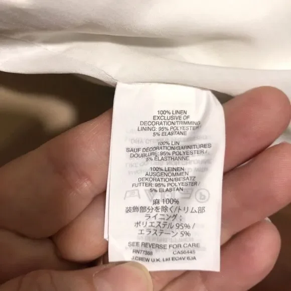 J Crew Linen Jacket Womens 2 White Blue Blazer Ric Rac Trim Career Office - Picture 15 of 15